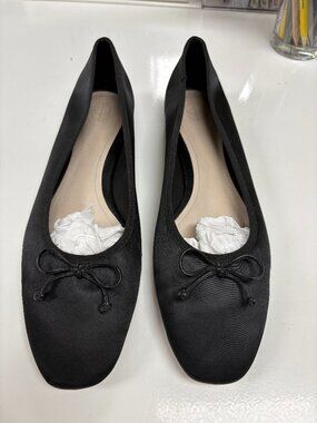 Porte & Paire Bow-Embellished Leather-Trimmed Satin Ballet Flats size 41